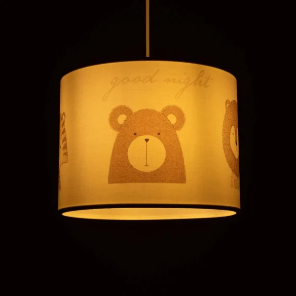 GloboStar® BEAR 204-0018 Παιδικό Κρεμαστό Φωτιστικό Φιγούρα Μονόφωτο 1 x E27 IP20 Λευκό Ύφασμα - Μ28 x Π28 x Υ70cm - Image 2