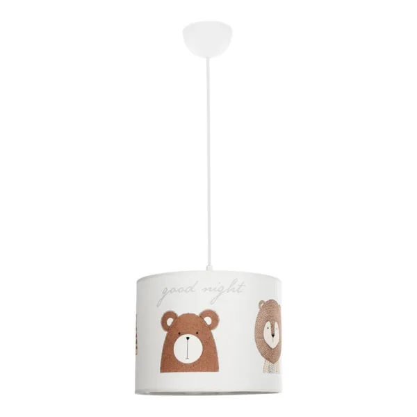 GloboStar® BEAR 204-0018 Παιδικό Κρεμαστό Φωτιστικό Φιγούρα Μονόφωτο 1 x E27 IP20 Λευκό Ύφασμα - Μ28 x Π28 x Υ70cm - Image 3