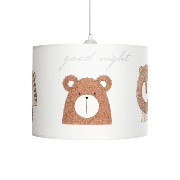 GloboStar® BEAR 204-0018 Παιδικό Κρεμαστό Φωτιστικό Φιγούρα Μονόφωτο 1 x E27 IP20 Λευκό Ύφασμα - Μ28 x Π28 x Υ70cm - Image 4
