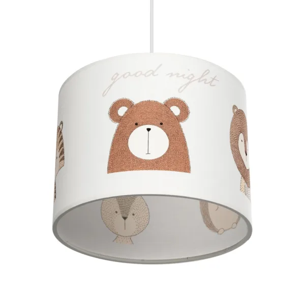 GloboStar® BEAR 204-0018 Παιδικό Κρεμαστό Φωτιστικό Φιγούρα Μονόφωτο 1 x E27 IP20 Λευκό Ύφασμα - Μ28 x Π28 x Υ70cm - Image 5