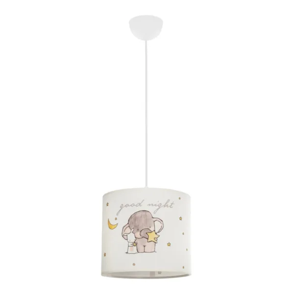 GloboStar® ELEPHANT 204-0020 Παιδικό Κρεμαστό Φωτιστικό Φιγούρα Μονόφωτο 1 x E27 IP20 Λευκό Ύφασμα - Μ24 x Π24 x Υ70cm - Image 3