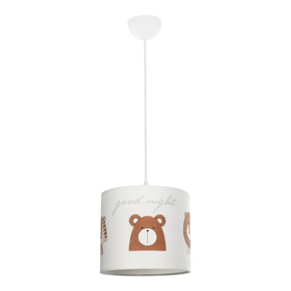GloboStar® BEAR 204-0021 Παιδικό Κρεμαστό Φωτιστικό Φιγούρα Μονόφωτο 1 x E27 IP20 Λευκό Ύφασμα - Μ24 x Π24 x Υ70cm - Image 3