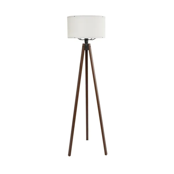 GloboStar® SAGA 204-0031 Μοντέρνο Eπιδαπέδιο Φωτιστικό Μονόφωτο 1 x E27 IP20 Καρυδί Ξύλο με Μπεζ Ύφασμα - Μ38 x Π38 x Υ140cm - Image 2