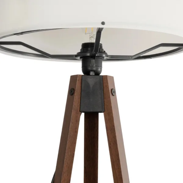 GloboStar® SAGA 204-0031 Μοντέρνο Eπιδαπέδιο Φωτιστικό Μονόφωτο 1 x E27 IP20 Καρυδί Ξύλο με Μπεζ Ύφασμα - Μ38 x Π38 x Υ140cm - Image 5