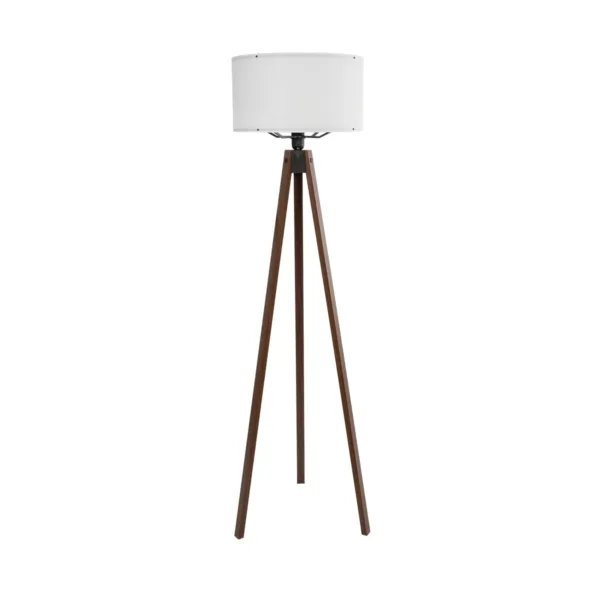 GloboStar® SAGA 204-0032 Μοντέρνο Eπιδαπέδιο Φωτιστικό Μονόφωτο 1 x E27 IP20 Καρυδί Ξύλο με Λευκό Ύφασμα - Μ38 x Π38 x Υ140cm - Image 2
