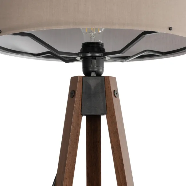 GloboStar® SAGA 204-0036 Μοντέρνο Eπιδαπέδιο Φωτιστικό Μονόφωτο 1 x E27 IP20 Καρυδί Ξύλο με Γκρι Ύφασμα - Μ38 x Π38 x Υ140cm - Image 5