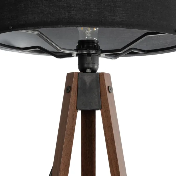 GloboStar® SAGA 204-0038 Μοντέρνο Eπιδαπέδιο Φωτιστικό Μονόφωτο 1 x E27 IP20 Καρυδί Ξύλο με Μαύρο Ύφασμα - Μ38 x Π38 x Υ140cm - Image 5
