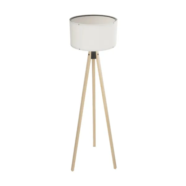 GloboStar® SAGA 204-0046 Μοντέρνο Eπιδαπέδιο Φωτιστικό Μονόφωτο 1 x E27 IP20 Μπεζ Ξύλο με Λευκό Ύφασμα - Μ38 x Π38 x Υ140cm - Image 3
