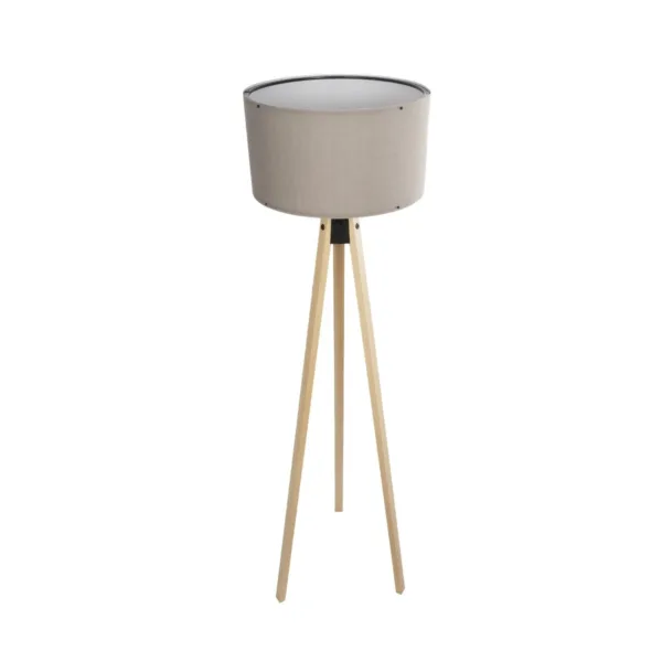GloboStar® SAGA 204-0048 Μοντέρνο Eπιδαπέδιο Φωτιστικό Μονόφωτο 1 x E27 IP20 Μπεζ Ξύλο με Γκρι Ύφασμα - Μ38 x Π38 x Υ140cm - Image 3