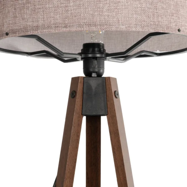 GloboStar® SAGA 204-0049 Μοντέρνο Eπιδαπέδιο Φωτιστικό Μονόφωτο 1 x E27 IP20 Καρυδί Ξύλο με Ροζ Χρυσό Ύφασμα - Μ38 x Π38 x Υ140cm - Image 5