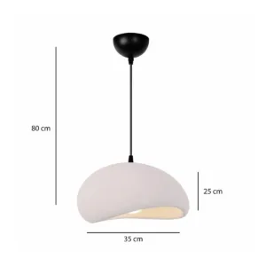 GloboStar® STONE 204-0176 Μοντέρνο Κρεμαστό Φωτιστικό Καμπάνα Μονόφωτο 1 x E27 IP20 Λευκή Πολυστερίνη με Λευκή Ρητίνη - Μ31.5 x Π35 x Υ26cm