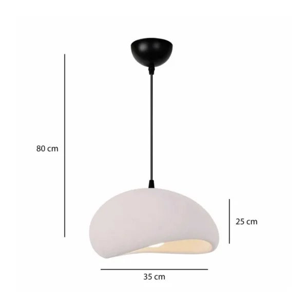 GloboStar® STONE 204-0176 Μοντέρνο Κρεμαστό Φωτιστικό Καμπάνα Μονόφωτο 1 x E27 IP20 Λευκή Πολυστερίνη με Λευκή Ρητίνη - Μ31.5 x Π35 x Υ26cm