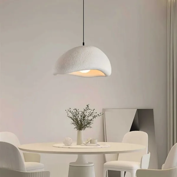 GloboStar® STONE 204-0176 Μοντέρνο Κρεμαστό Φωτιστικό Καμπάνα Μονόφωτο 1 x E27 IP20 Λευκή Πολυστερίνη με Λευκή Ρητίνη - Μ31.5 x Π35 x Υ26cm - Image 2