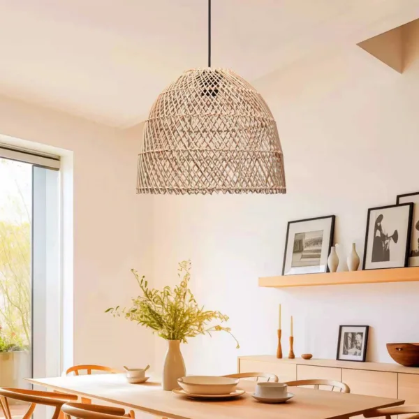 GloboStar® CESTINO 204-0178 Boho Κρεμαστό Φωτιστικό Οροφής Μονόφωτο 1 x E27 AC 220-240V IP20 Μπεζ - Μ30 x Π30 x Υ25cm - Image 2