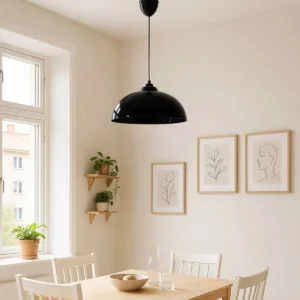 GloboStar® LAPMADA 204-0179 Μοντέρνο Κρεμαστό Φωτιστικό Οροφής Μονόφωτο 1 x E27 AC 220-240V IP20 Μπεζ - Μ30 x Π30 x Υ25cm