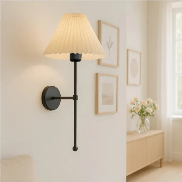 GloboStar® LING 204-0188 Μοντέρνο Φωτιστικό Τοίχου Απλίκα Μονόφωτο 1 x E27 AC 220-240V IP20 Μπεζ & Μαύρο - Μ22 x Π22 x Υ50cm - Image 2