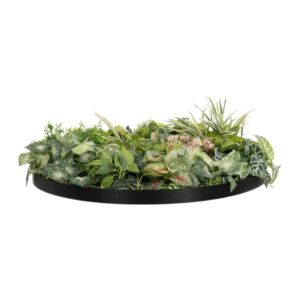 GloboStar® Artificial Garden VARIOUS PLANTS ROUND WALL DISC 20690 Τεχνητό Διακοσμητικό Στρογγυλό Πάνελ Φυλλωσιάς - Κάθετος Κήπος Μιξ Μ80 x Π80 x Υ20cm - Image 2
