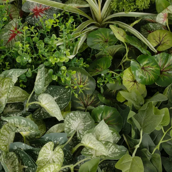 GloboStar® Artificial Garden VARIOUS PLANTS ROUND WALL DISC 20690 Τεχνητό Διακοσμητικό Στρογγυλό Πάνελ Φυλλωσιάς - Κάθετος Κήπος Μιξ Μ80 x Π80 x Υ20cm - Image 5