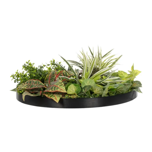 GloboStar® Artificial Garden VARIOUS PLANTS ROUND WALL DISC 20691 Τεχνητό Διακοσμητικό Στρογγυλό Πάνελ Φυλλωσιάς - Κάθετος Κήπος Μιξ Μ60 x Π60 x Υ20cm - Image 2