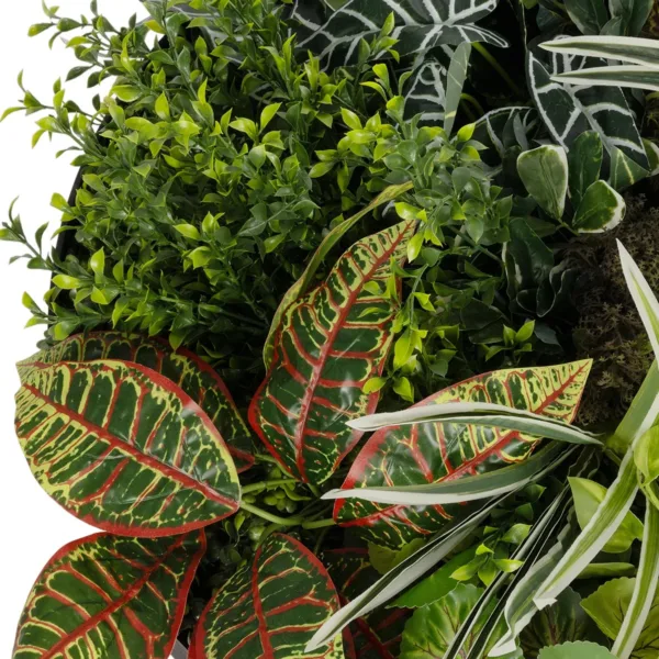GloboStar® Artificial Garden VARIOUS PLANTS ROUND WALL DISC 20691 Τεχνητό Διακοσμητικό Στρογγυλό Πάνελ Φυλλωσιάς - Κάθετος Κήπος Μιξ Μ60 x Π60 x Υ20cm - Image 4