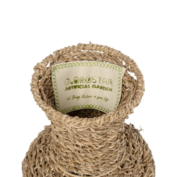 GloboStar® Artificial Garden TEXAS 21238 Διακοσμητικό Πλεκτό Καλάθι - Κασπώ Γλάστρα - Flower Pot Μπεζ Μ20 x Π20 x Υ43cm - Image 5