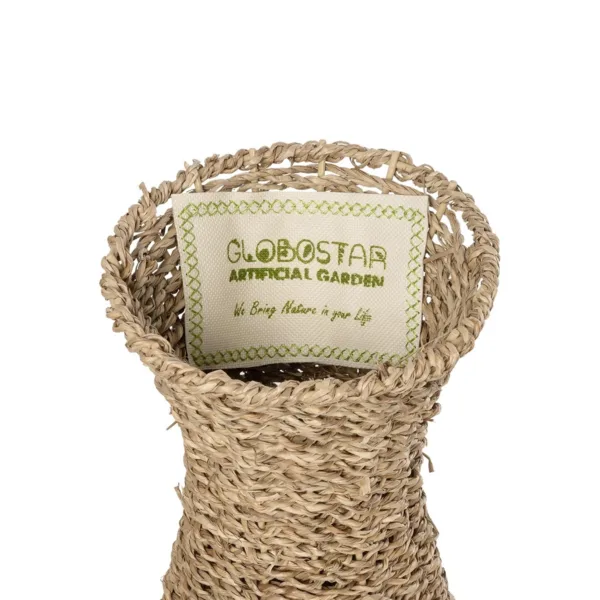 GloboStar® Artificial Garden CALIFORNIA 21239 Διακοσμητικό Πλεκτό Καλάθι - Κασπώ Γλάστρα - Flower Pot Μπεζ Μ20 x Π20 x Υ43cm - Image 5