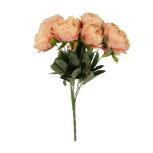 GloboStar® Artificial Garden PEONY FLOWER 21297 Τεχνητό Διακοσμητικό Μπουκέτο Κλαδιά Παιώνιας Μ35 x Π23 x Υ46cm