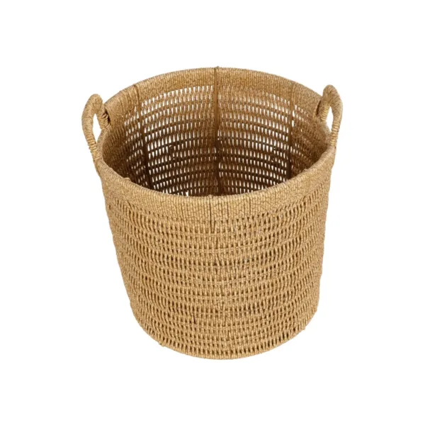 GloboStar® Artificial Garden BARBADOS 21499 Διακοσμητικό Πλεκτό Καλάθι - Κασπώ Γλάστρα - Flower Pot Μπεζ Μ28 x Π28 x Υ26cm - Image 3