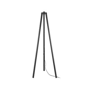 GloboStar® TRIPOD 203-0258 Μοντέρνο Επιδαπέδιο Φωτιστικό Μονόφωτο 1 x E27 IP20 Μαύρο Ξύλο - Μ38 x Π38 x Υ120cm