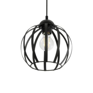 GloboStar® LUSE 202-0048 Μοντέρνο Κρεμαστό Φωτιστικό Πλέγμα Μονόφωτο 1 x E27 IP20 Μαύρο Μέταλλο- Μ24 x Π24 x Υ70cm