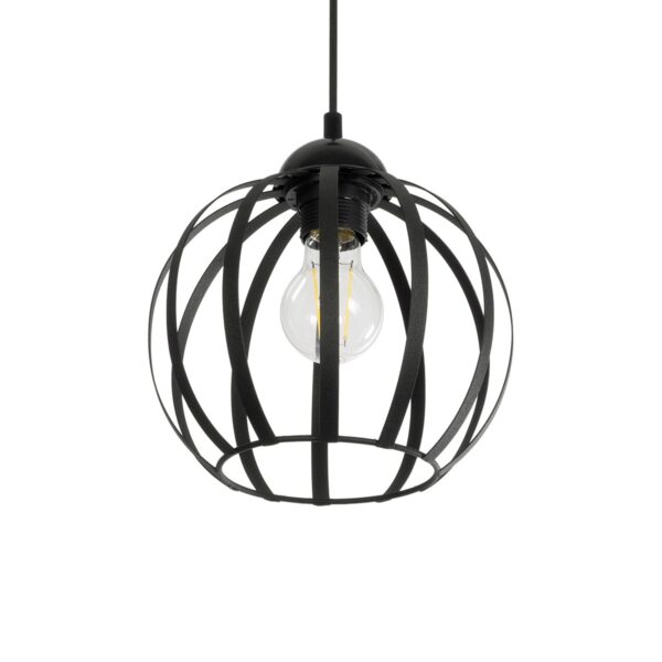 GloboStar® LUSE 202-0048 Μοντέρνο Κρεμαστό Φωτιστικό Πλέγμα Μονόφωτο 1 x E27 IP20 Μαύρο Μέταλλο- Μ24 x Π24 x Υ70cm