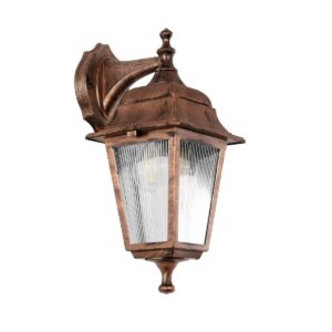 GloboStar® SOLME 203-0216 Vintage Επιτοίχιο Φωτιστικό Φαναράκι Μονόφωτο 1 x E27 IP44 Χάλκινο Πλαστικό Σώμα - Μ19 x Π15 x Υ35cm
