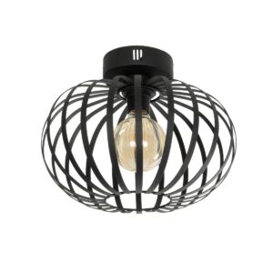 GloboStar® STAR 202-0051 Μοντέρνο Φωτιστικό Οροφής Πλέγμα Μονόφωτο 1 x E27 IP20 Μαύρο Μέταλλο - Μ40 x Π40 x Υ27cm