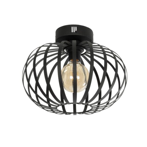 GloboStar® STAR 202-0051 Μοντέρνο Φωτιστικό Οροφής Πλέγμα Μονόφωτο 1 x E27 IP20 Μαύρο Μέταλλο - Μ40 x Π40 x Υ27cm