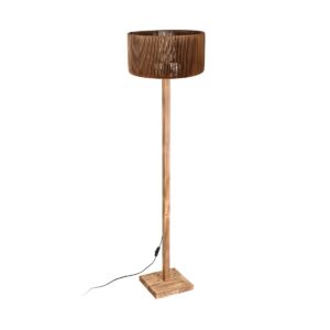 GloboStar® HOLZ 203-0252 Μοντέρνο Επιδαπέδιο Φωτιστικό Μονόφωτο 1 x E27 IP20 Μπέζ Ξύλο - Μ30 x Π30 x Y140cm