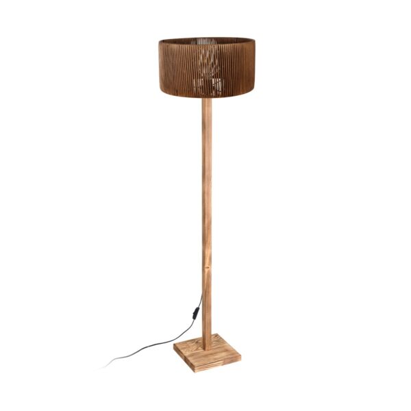 GloboStar® HOLZ 203-0252 Μοντέρνο Επιδαπέδιο Φωτιστικό Μονόφωτο 1 x E27 IP20 Μπέζ Ξύλο - Μ30 x Π30 x Y140cm