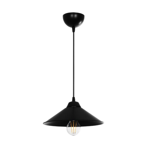 GloboStar® FONTE 203-0080 Μοντέρνο Κρεμαστό Φωτιστικό Καμπάνα Μονόφωτο 1 x E27 IP20 Μαύρο Πλαστικό - Μ25 x Π25 x Υ90cm - Image 3