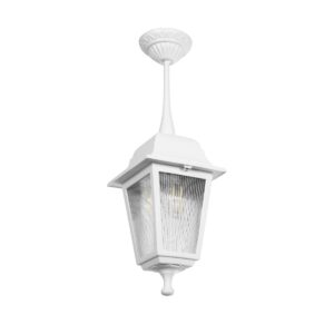 GloboStar® SOLME 203-0219 Vintage Κρεμαστό Φωτιστικό Φαναράκι Μονόφωτο 1 x E27 IP44 Λευκό Πλαστικό Σώμα - Μ15 x Π15 x Υ50cm