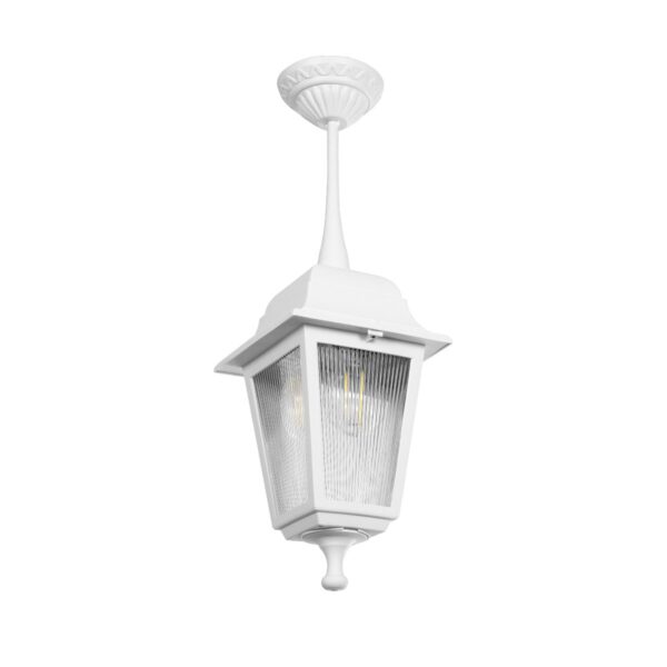 GloboStar® SOLME 203-0219 Vintage Κρεμαστό Φωτιστικό Φαναράκι Μονόφωτο 1 x E27 IP44 Λευκό Πλαστικό Σώμα - Μ15 x Π15 x Υ50cm