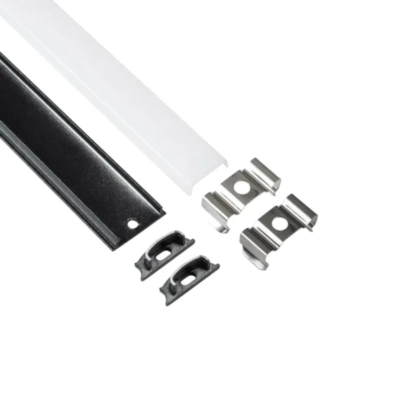 GLOBOSTAR® ALP-LINEAR CURBARIO 70804-1M Επιφανειακό Εύκαμπτο Προφίλ Αλουμινίου με Λευκό Γαλακτερό Πατητό Κάλυμμα για Ταινίες LED IP20 - Μαύρο - Μ100 x Π1.7 x Υ0.5cm - Image 2