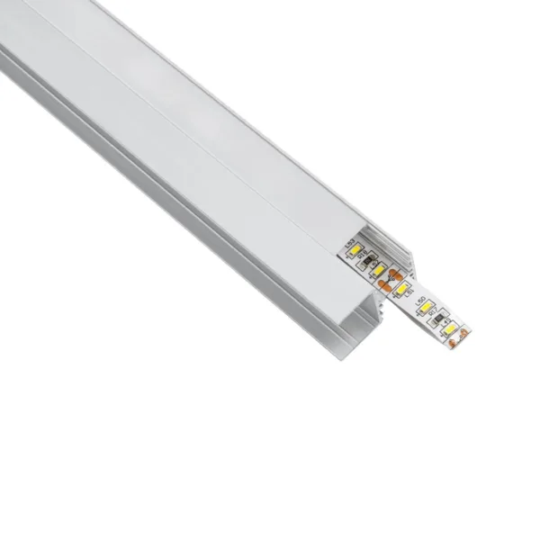 GLOBOSTAR® ALP-R-SHELF DODA 70814-1M Χωνευτό Προφίλ Αλουμινίου Ειδικό για Φωτισμό Ραφιού 18mm με Λευκό Γαλακτερό Πατητό Κάλυμμα για Ταινίες LED IP20 - Ασημί - Μ100 x Π1.5 x Υ2cm