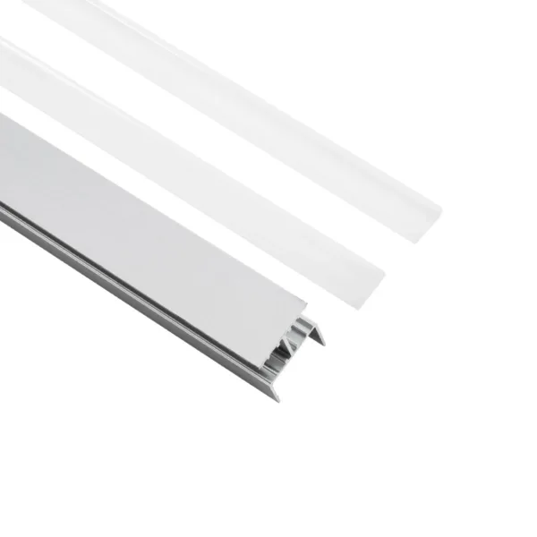 GLOBOSTAR® ALP-R-SHELF DODA 70814-1M Χωνευτό Προφίλ Αλουμινίου Ειδικό για Φωτισμό Ραφιού 18mm με Λευκό Γαλακτερό Πατητό Κάλυμμα για Ταινίες LED IP20 - Ασημί - Μ100 x Π1.5 x Υ2cm - Image 2