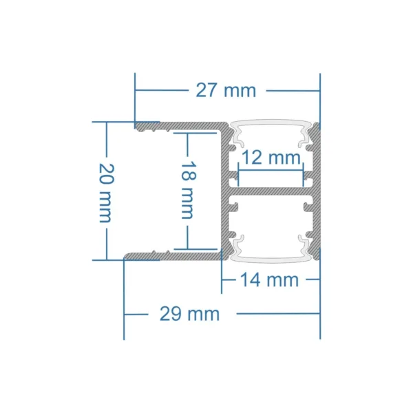 GLOBOSTAR® ALP-R-SHELF DODA 70814-1M Χωνευτό Προφίλ Αλουμινίου Ειδικό για Φωτισμό Ραφιού 18mm με Λευκό Γαλακτερό Πατητό Κάλυμμα για Ταινίες LED IP20 - Ασημί - Μ100 x Π1.5 x Υ2cm - Image 6