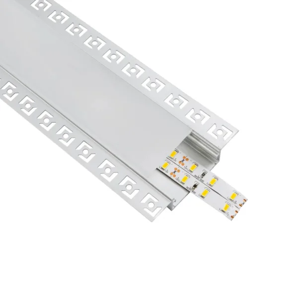GLOBOSTAR® ALP-PLASTERIN GYPSO 70862-1M Χωνευτό Προφίλ Αλουμινίου Ειδικό για Γυψοσανίδα με Λευκό Γαλακτερό Πατητό Κάλυμμα για Ταινίες LED IP20 - Ασημί - Μ100 x Π8.8 x Υ2cm