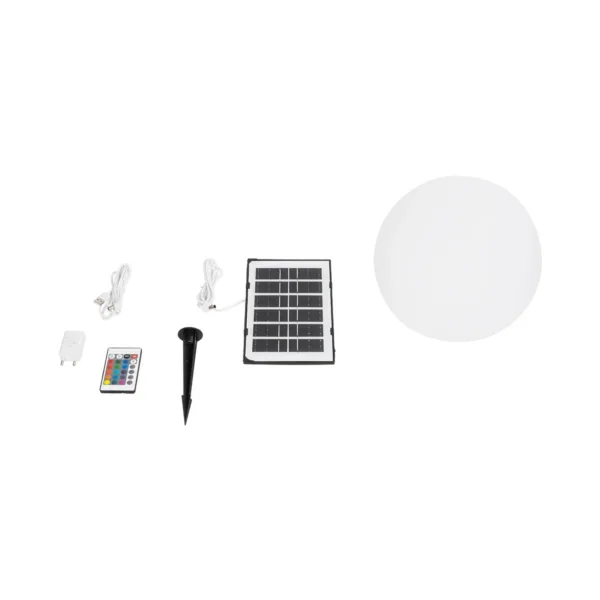 GLOBOSTAR® AQUAGLOW 71474 Μοντέρνο Φωτιστικό Κήπου Μπάλα με IR Ασύρματο Χειριστήριο LED 3W 240lm 360° DC 5V με USB-C με Ενσωματωμένο Φωτοβολταϊκό Panel 6V 1W & Επαναφορτιζόμενη Μπαταρία Li-ion 3.7V 2x18650 1400mAh Αδιάβροχο IP54 Πολύχρωμο RGBW Dimmable - Sanan SMD Chip - Γαλακτερό Λευκό - Μ25 x Π25 x Υ24cm - 2 Χρόνια Εγγύηση - Image 8