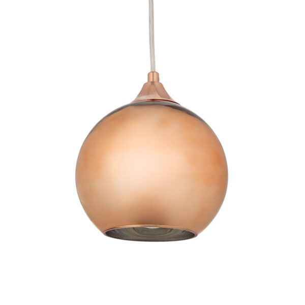 GloboStar® CANDELA 01309 Μοντέρνο Κρεμαστό Φωτιστικό Μπάλα Μονόφωτο 1 x E27 IP20 Χάλκινο Γυαλί - Μ15 x Π15 x Υ13cm