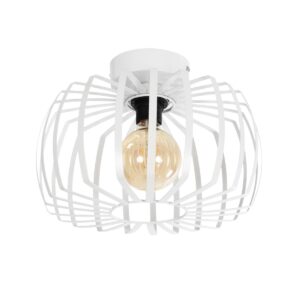 GloboStar® STAR 202-0055 Μοντέρνο Φωτιστικό Οροφής Πλέγμα Μονόφωτο 1 x E27 IP20 Λευκό Μέταλλο - Μ40 x Π40 x Υ27cm