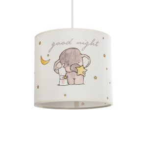 GloboStar® ELEPHANT 204-0020 Παιδικό Κρεμαστό Φωτιστικό Φιγούρα Μονόφωτο 1 x E27 IP20 Λευκό Ύφασμα - Μ24 x Π24 x Υ70cm