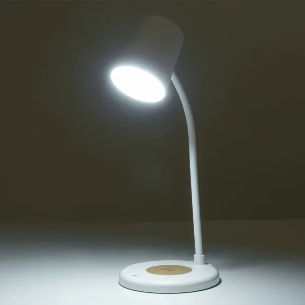 GLOBOSTAR® LUCORA 76555 Μοντέρνο Επιτραπέζιο Φωτιστικό Γραφείου με Ασύρματη Φόρτιση 10W 2A & 4W Bluetooth Ηχείο LED 3W 300lm 120° DC 5V με USB-C IP20 Ρυθμιζόμενο Λευκό CCT με Αφή 2700K/4500K/6000K Dimmable - Sanan SMD Chip - Λευκό - Μ12 x Π12 x Υ34cm - 2 Χρόνια Εγγύηση - Image 10