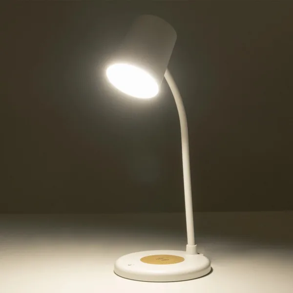 GLOBOSTAR® LUCORA 76555 Μοντέρνο Επιτραπέζιο Φωτιστικό Γραφείου με Ασύρματη Φόρτιση 10W 2A & 4W Bluetooth Ηχείο LED 3W 300lm 120° DC 5V με USB-C IP20 Ρυθμιζόμενο Λευκό CCT με Αφή 2700K/4500K/6000K Dimmable - Sanan SMD Chip - Λευκό - Μ12 x Π12 x Υ34cm - 2 Χρόνια Εγγύηση - Image 11